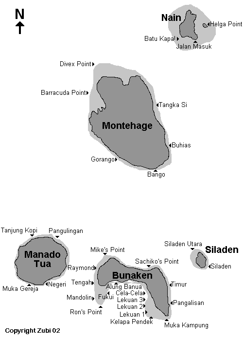 Map of Bunaken National Park