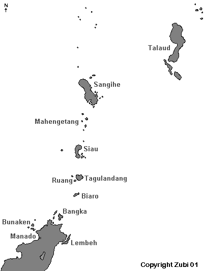 Map of Siau and Sangihe Talaud islands