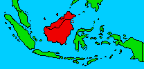 small map of Southeast Asia with Borneo and Kalimantan marked