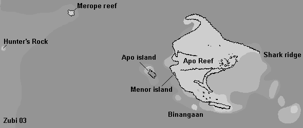 Map of dive sites in Apo Reef, Mindoro, Philippines