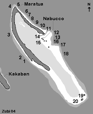 Map of Maratua and Nabucco with dive sites