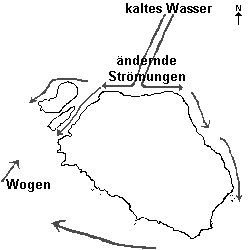Karte von Strömungsverhälnissen in Nusa Penida
